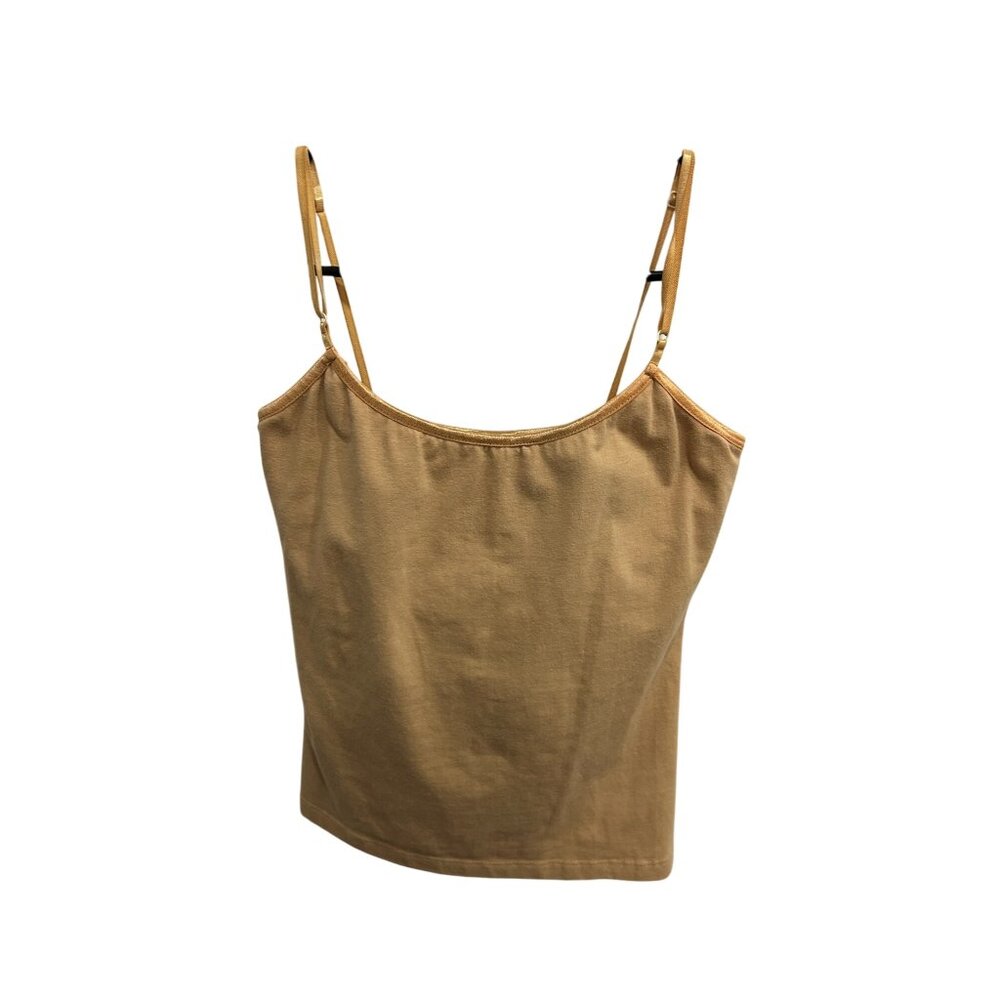 Manon U.S.A. Sleeveless Cami Top Tan Beige Sz Large Scoop Neck Everyday Wear